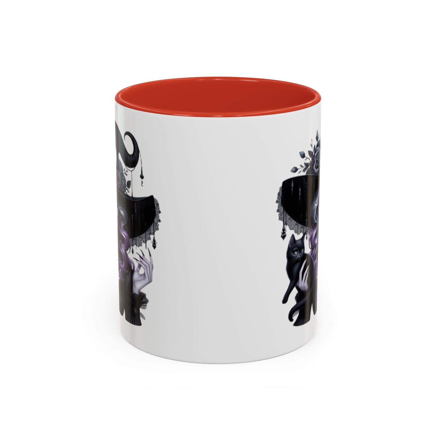 Witchy Accent Coffee Mug: Enchanting Black Cat & Skull Design, Spooky Gift for Halloween, Witchcraft Lover, Home Decor, Coffee Lover