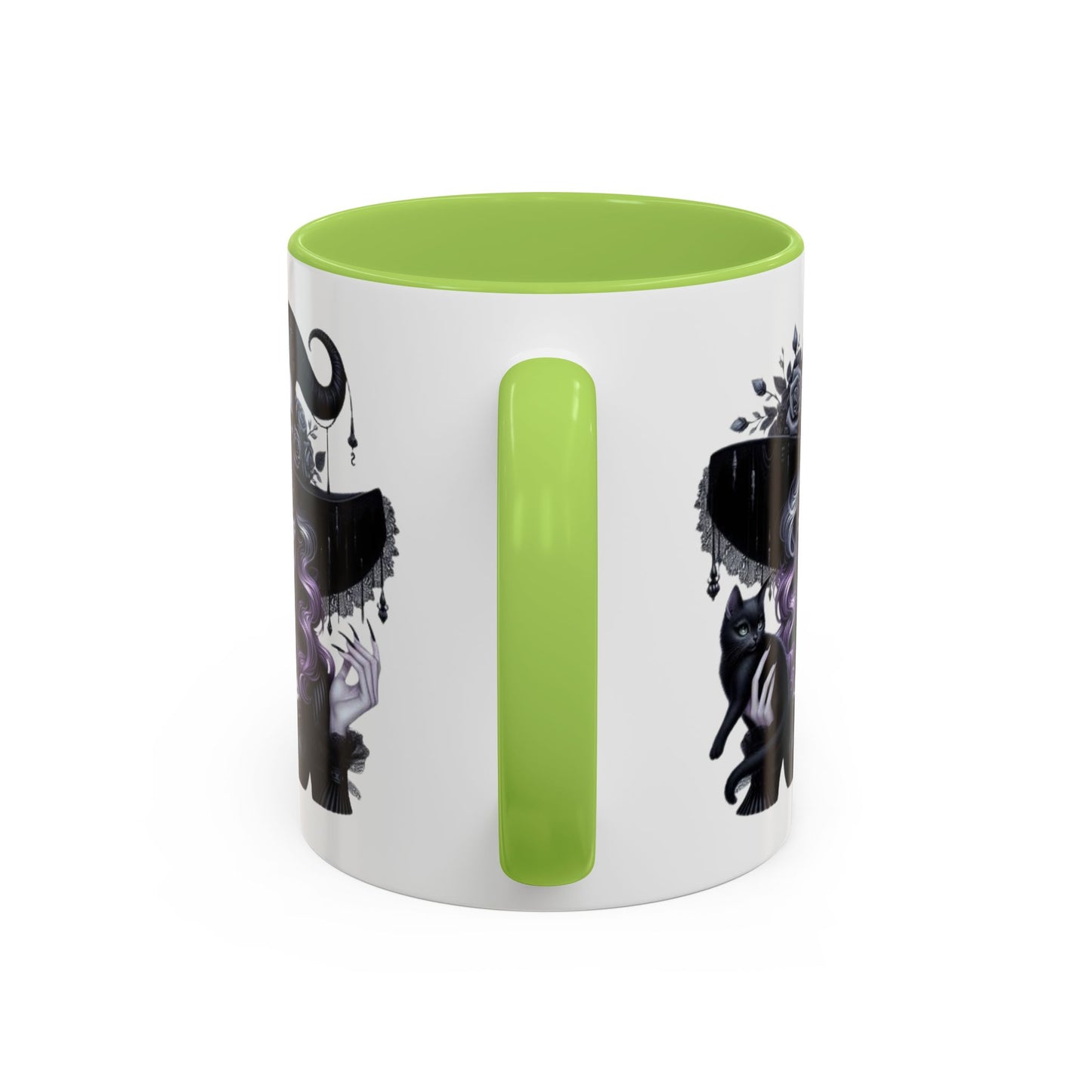 Witchy Accent Coffee Mug: Enchanting Black Cat & Skull Design, Spooky Gift for Halloween, Witchcraft Lover, Home Decor, Coffee Lover