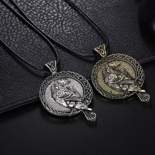 Viking Crow Pendant Black Bird Celtic Amulet Necklace