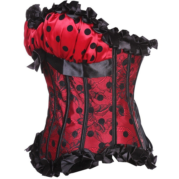 Polka Dot Lace Waist Court Corset