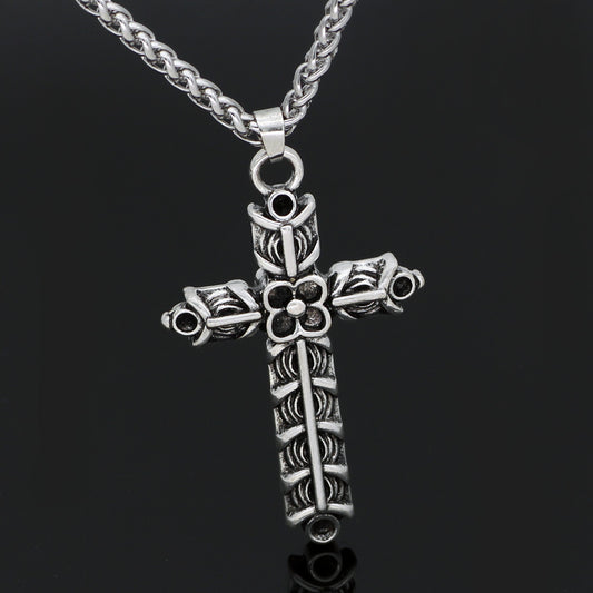 New Viking Series Cross Flower Men's Necklace
