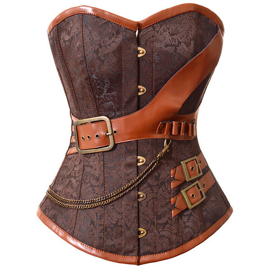 Brown Brocade Tight Court Corset