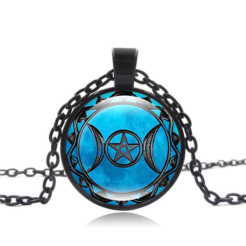 Triple Moon Goddess Pendants Triple Moon Goddess Necklaces Horoscope Vintage Chain Choker Statement Necklace Women Jewelry HZ1