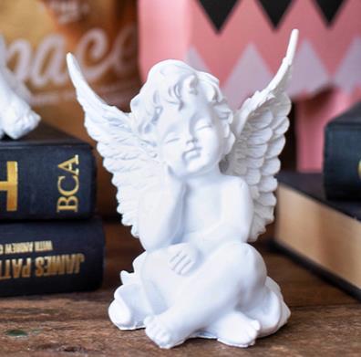 Vieux Résine Fille Ange Ornements De Bureau