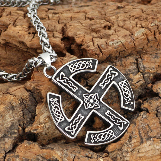 Stainless Steel Viking Jewelry Rune Slav Logo Pendant Domineering Men'S Necklace