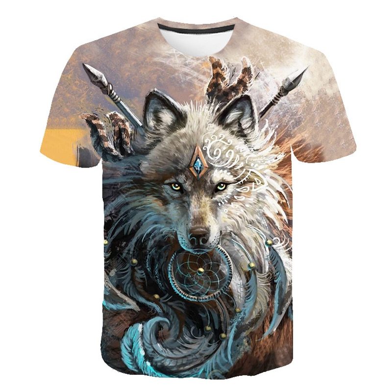 Cool 3D Wolf Digital Printing Casual Top T-Shirt