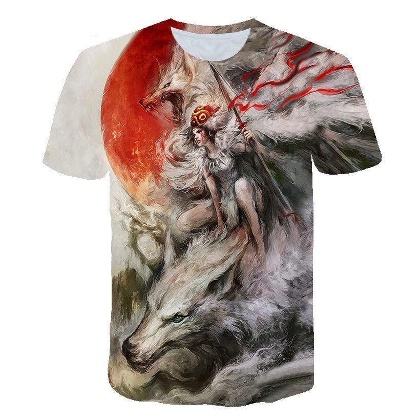 Cool 3D Wolf Digital Printing Casual Top T-Shirt