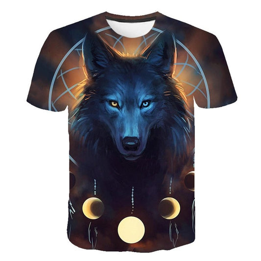 Cool 3D Wolf Digital Printing Casual Top T-Shirt