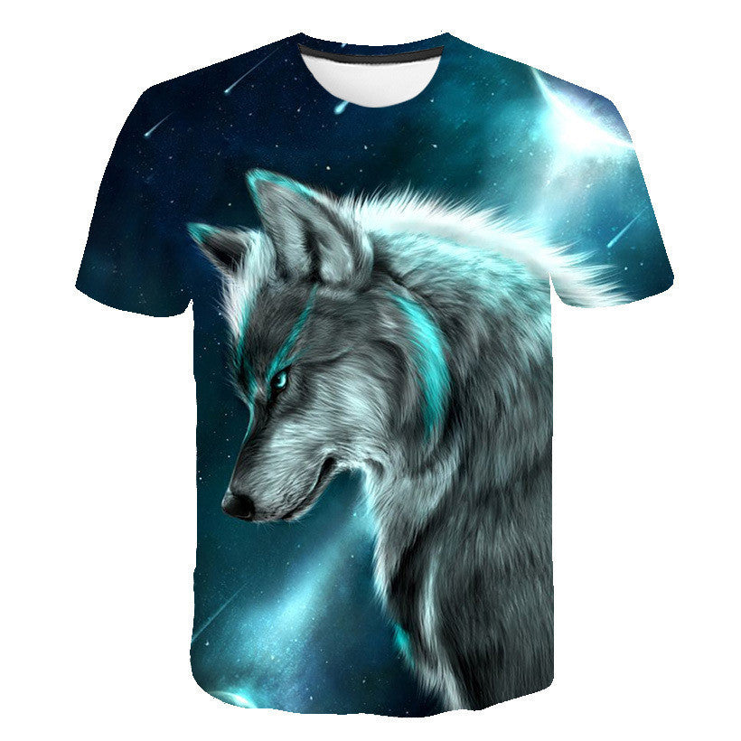 Cool 3D Wolf Digital Printing Casual Top T-Shirt