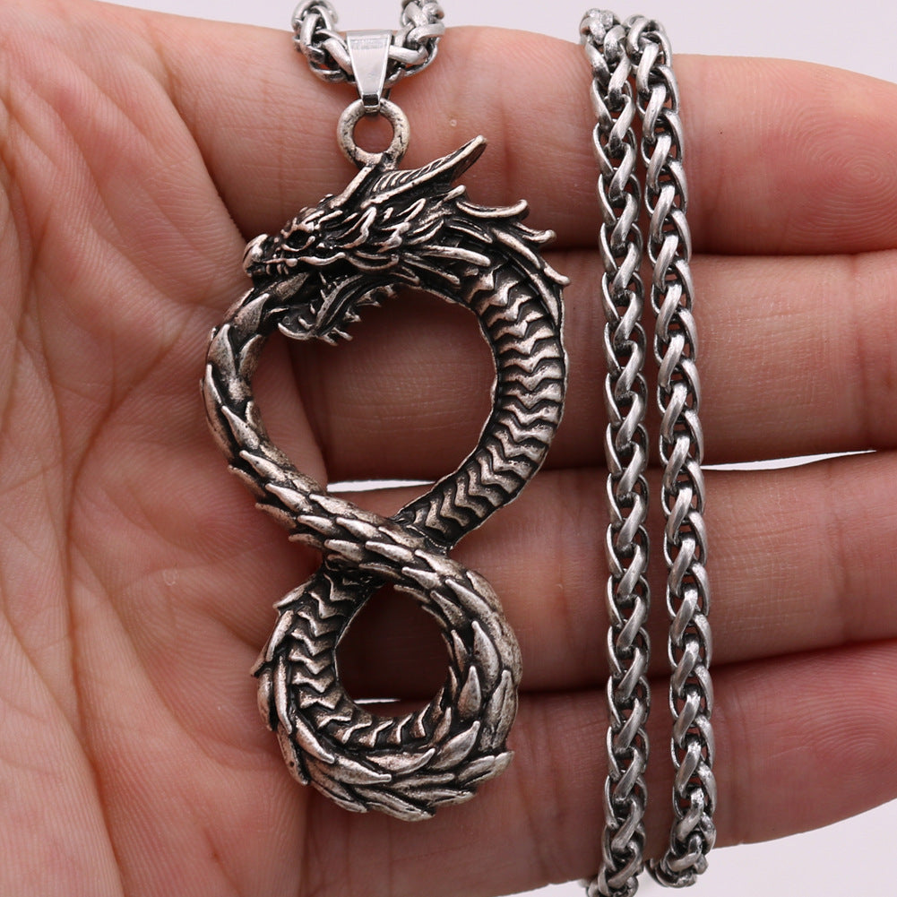 Eight Dragon Necklace Retro Style Dragon Head Pendant