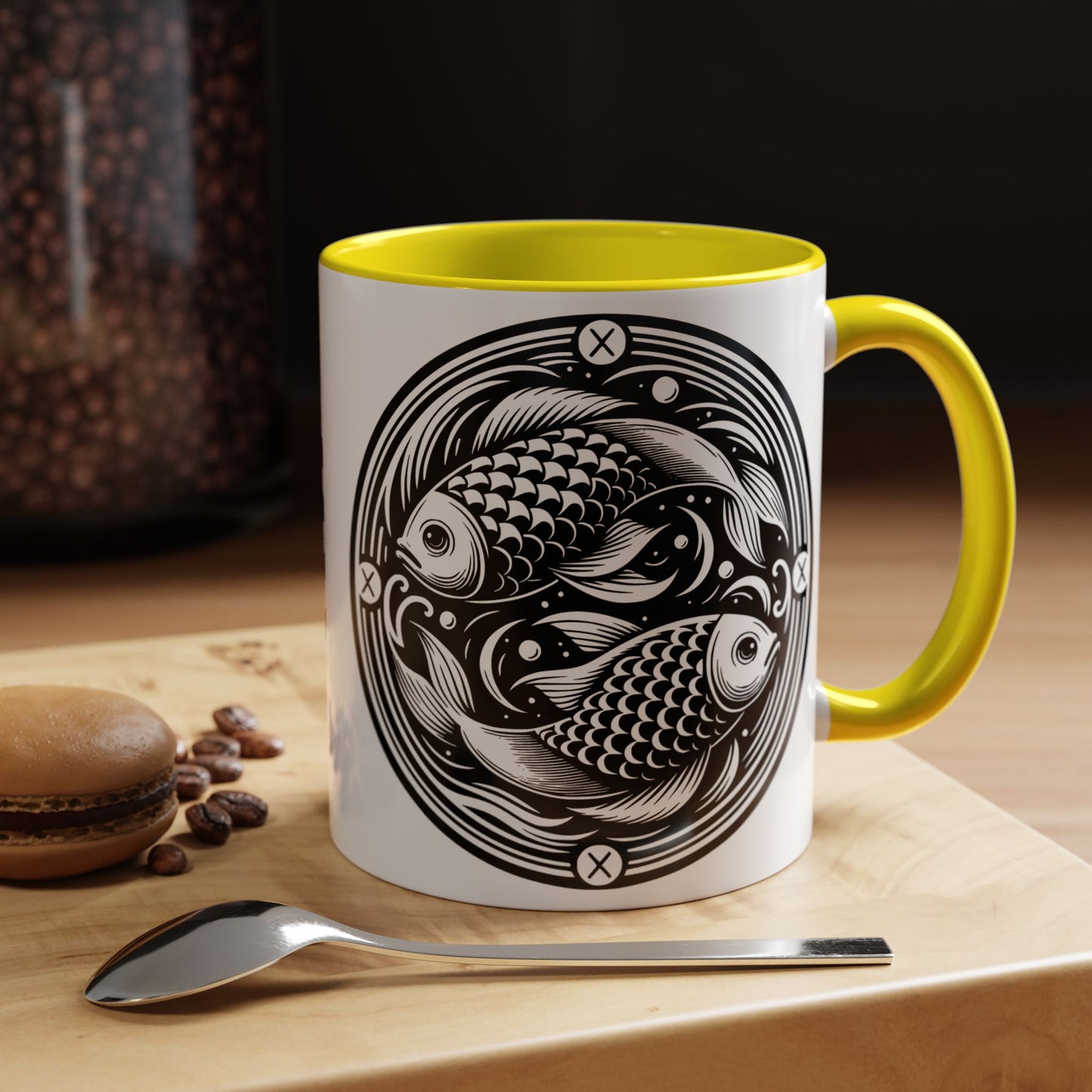 Elegant Koi Fish Accent Coffee Mug - Unique Artwork, Perfect for Tea Lovers, Gift for Him/Her, Home Decor, Birthday Present