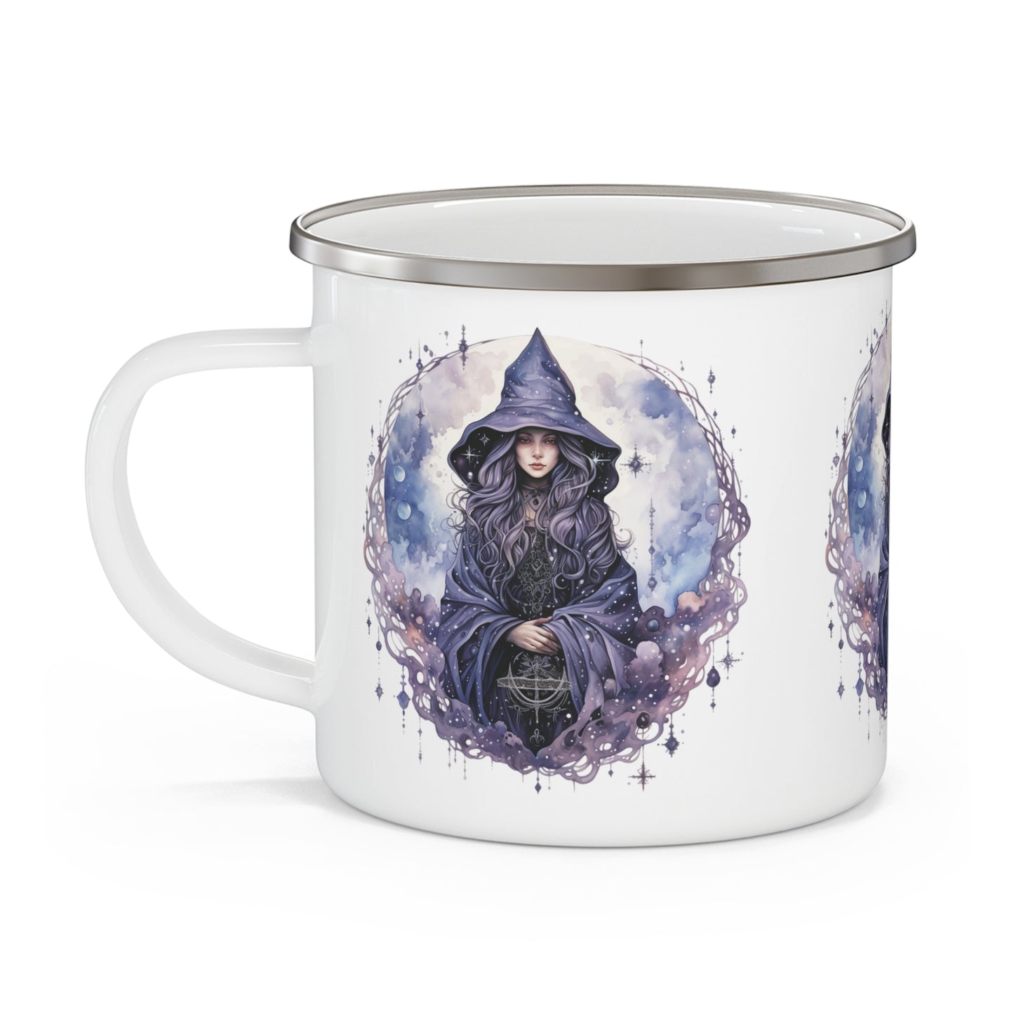 Cosmic Witch Enamel Camping Mug - Celestial Camping Cup, Nature Lover Gift, Adventure Mug, Witchy Decor, Starry Night Camping Gift