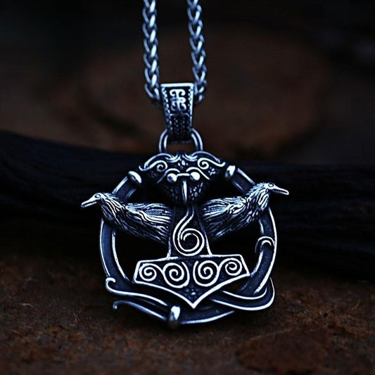 Stainless Steel Crow Viking Titanium Steel Necklace Pendant
