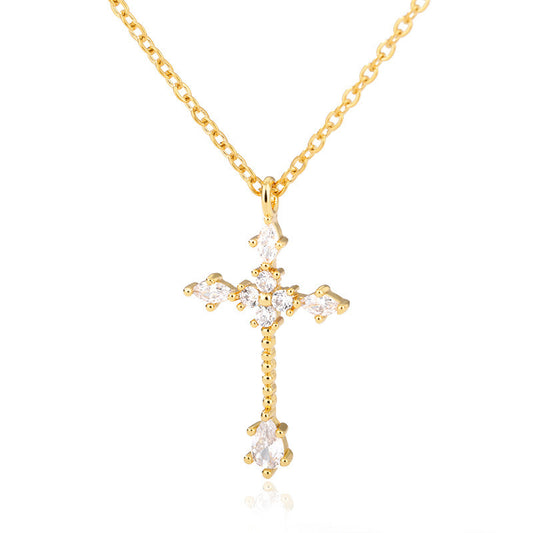 Cross-border Jewelry Copper Cross Inlaid With Zircon