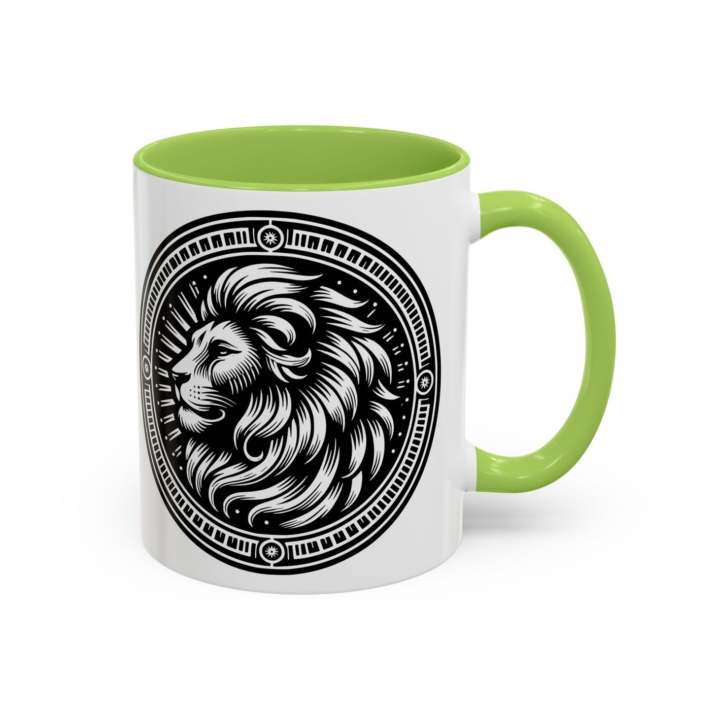 Monochrome Lion Accent Coffee Mug, Boho Lion Mug, Animal Print Coffee Cup, Unique Gift for Coffee Lovers, Home Decor