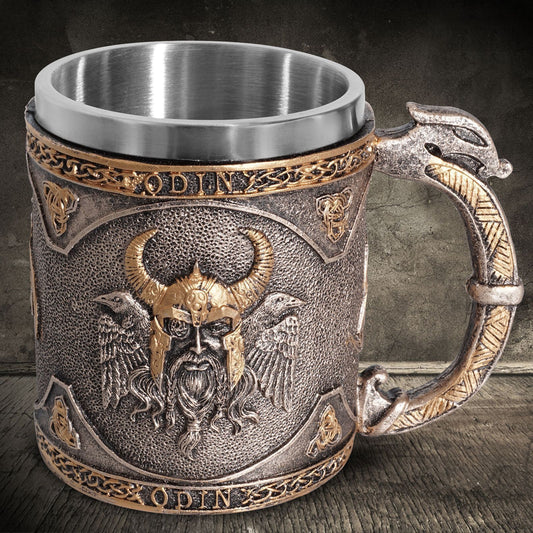 Personnalisé Vaisselle Viking Revêtement En Acier Inoxydable Crâne Vin Tasse De Résine
