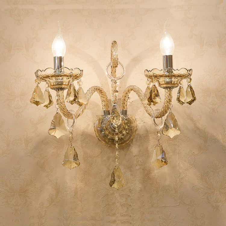 European Style Crystal Wall Lamp Living Room Dining Room Bedroom Bedside Lamp