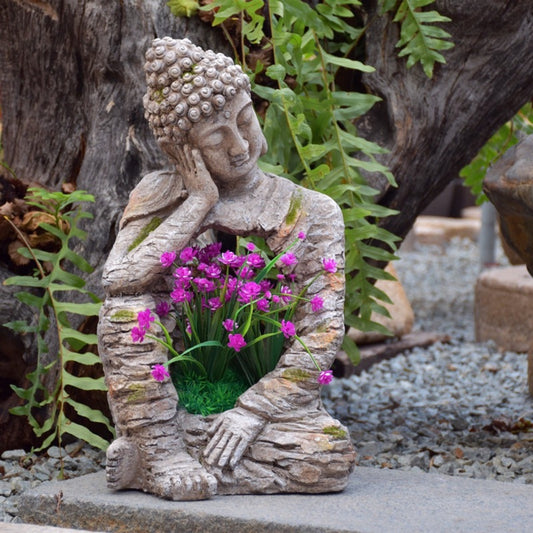 Résine Zen Bouddha Statue Pot de fleur Cour Paysage Balcon Mise en page Jardin Décoration