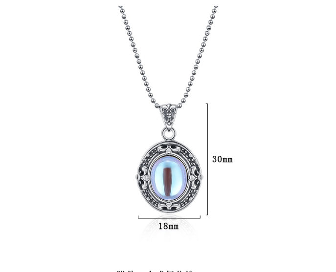 S925 Sterling Silver Vintage Cross Moonstone Necklace Women's High Sense Thailand Silver Pendant Personalized Jewelry