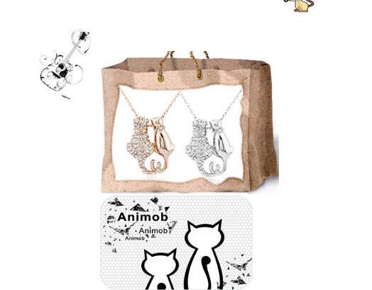 Lovers Couple Cats Pendant Necklace