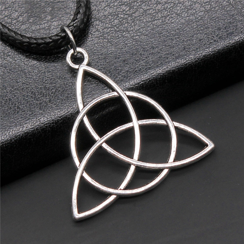 Rudder Amulet Symbol Pendant Black Leather Rope Necklace