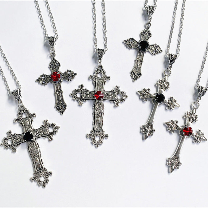 Cross Diamond Pendant Jewelry Necklace Punk Charm Fashion Gift