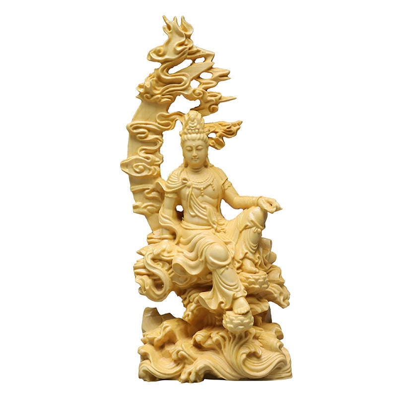 Boxwood Carving Water Moon Goddess Of Mercy Ornament
