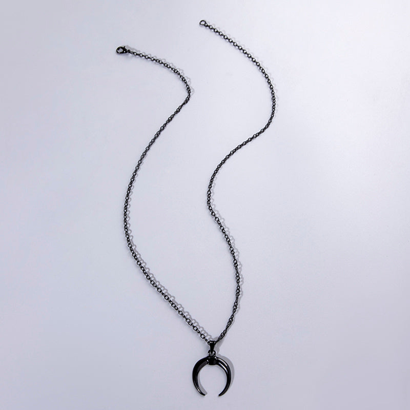 Punk Noir Sorcière Corne Collier Halloween Bijoux