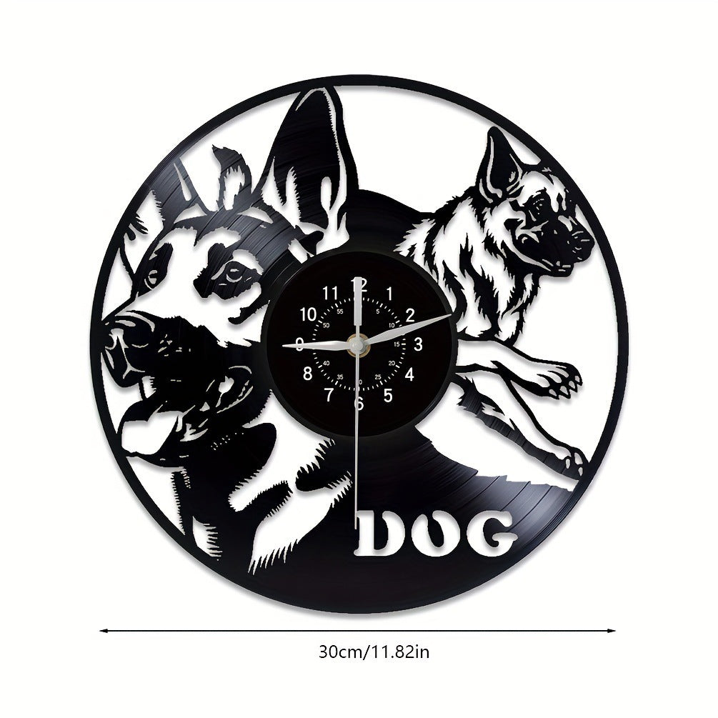 Forest Animal Wolf Head Retro Creative Vinyl Wall Clock Christmas Series Vinyl Mute