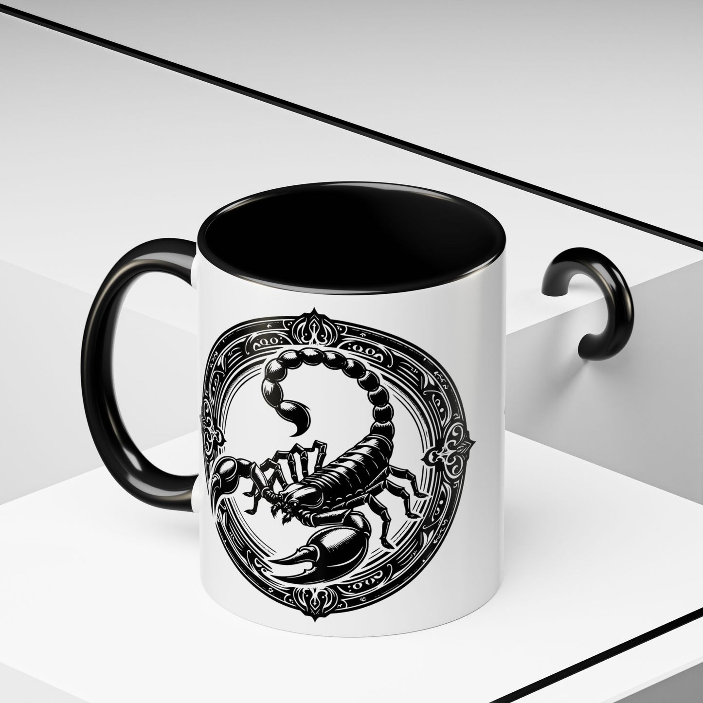 Scorpio Accent Coffee Mug - Personalized Gift, Zodiac Decor, Astrology Lover's Mug, Black and White Design, Birthday Gift