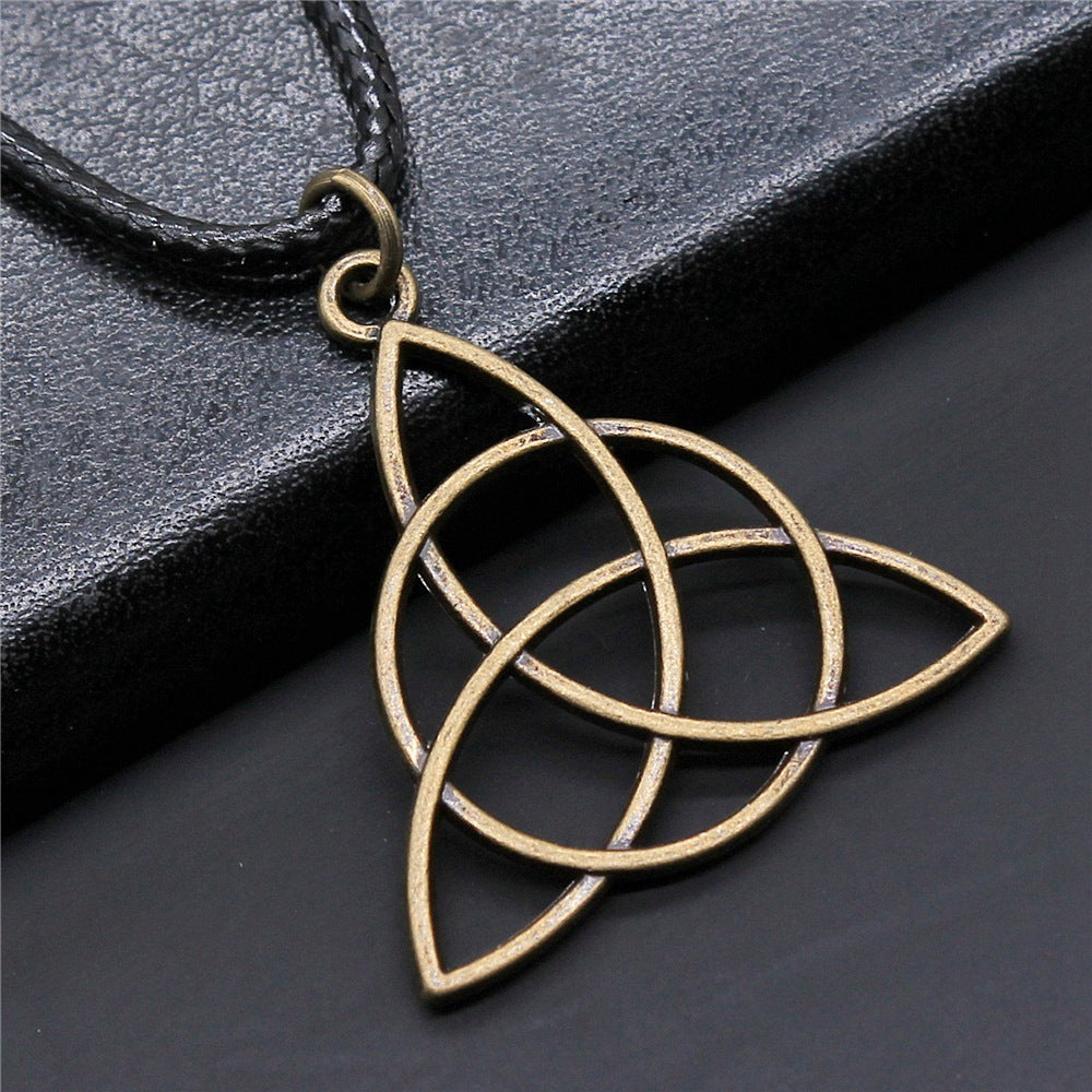 Rudder Amulet Symbol Pendant Black Leather Rope Necklace