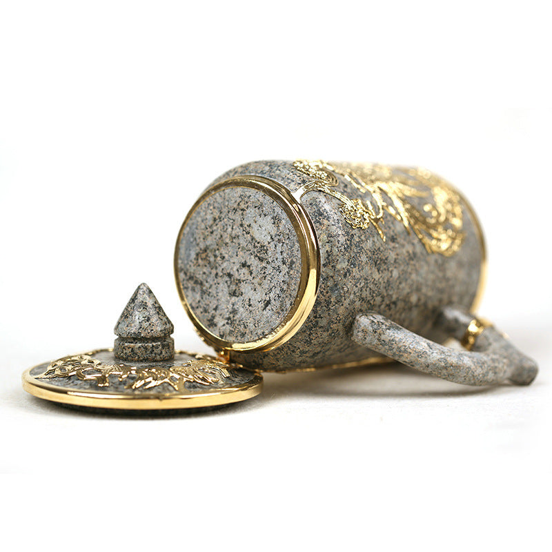 Dragon and Phoenix Golden Inlay Cup