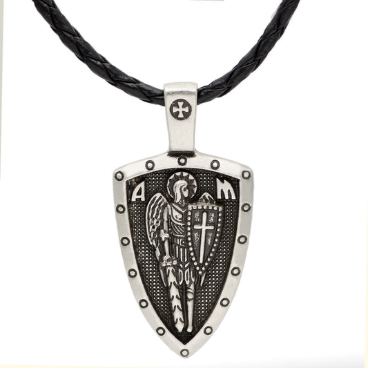 Vintage Ange Médaille Bouclier SUIS Croix Pendentif