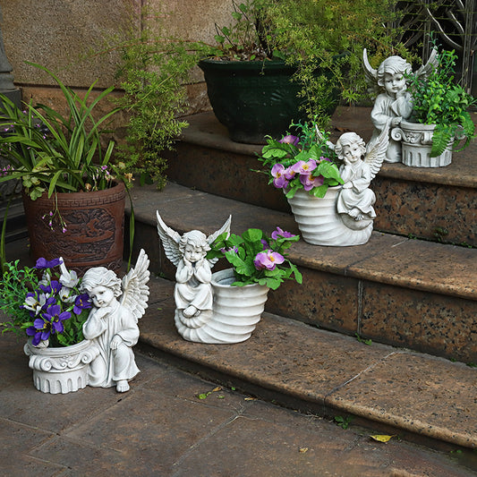 Décoration De jardin Ange Fleur Cylindre Sculpture