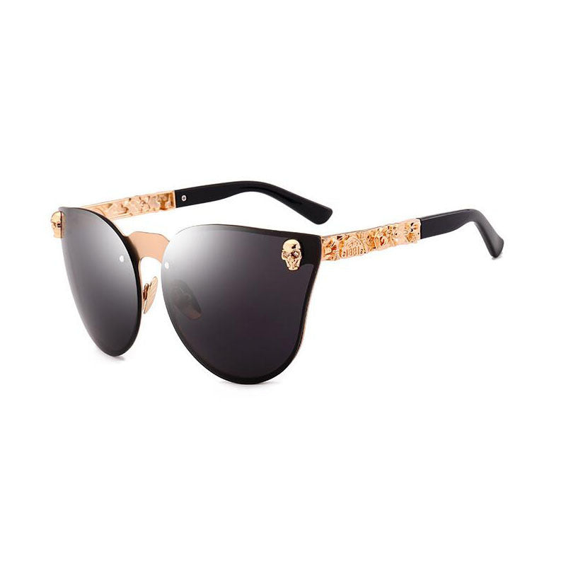 Gothique PC Hommes de Tête de Crâne Décoré Lunettes De Soleil, Exquis Métal Motif Pieds lunettes de Soleil, Femmes