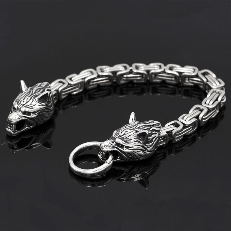 Men's Stainless Steel Viking Celtic Wolf Titanium Steel Bracelet