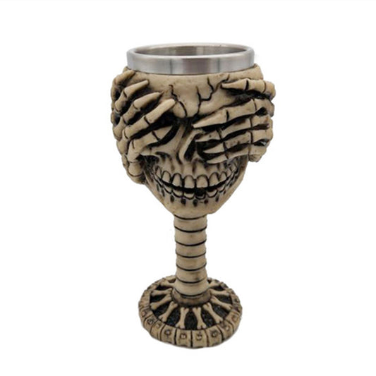 Double Layer Stainless Steel Resin Skull And Crossbones Ghost Head Coffee Mug