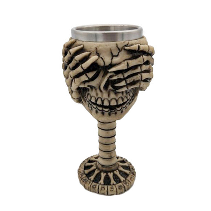 Double Layer Stainless Steel Resin Skull And Crossbones Ghost Head Coffee Mug