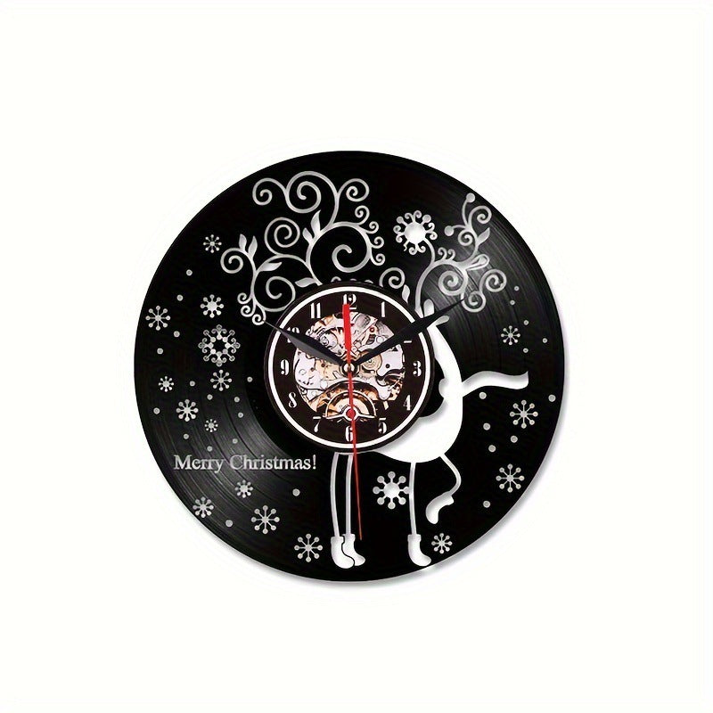 Forest Animal Wolf Head Retro Creative Vinyl Wall Clock Christmas Series Vinyl Mute