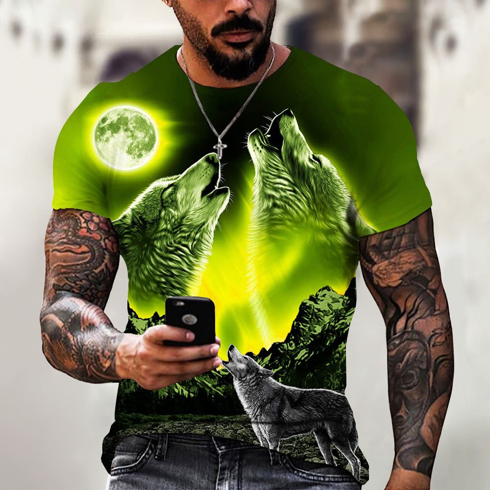 Men's Wolf Head 3d Printed T-shirt