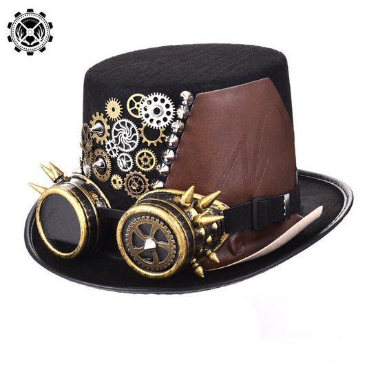 Steampunk Chapeau Vitesse Punk Rivet Chapeau Gothique Lunettes Chapeau Magique