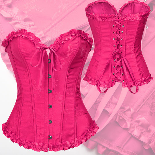 Retro Corset Waist Top Rose Red