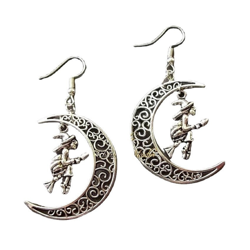 Women's Alloy Silver Personality Witch Earrings