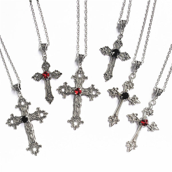 Cross Diamond Pendant Jewelry Necklace Punk Charm Fashion Gift