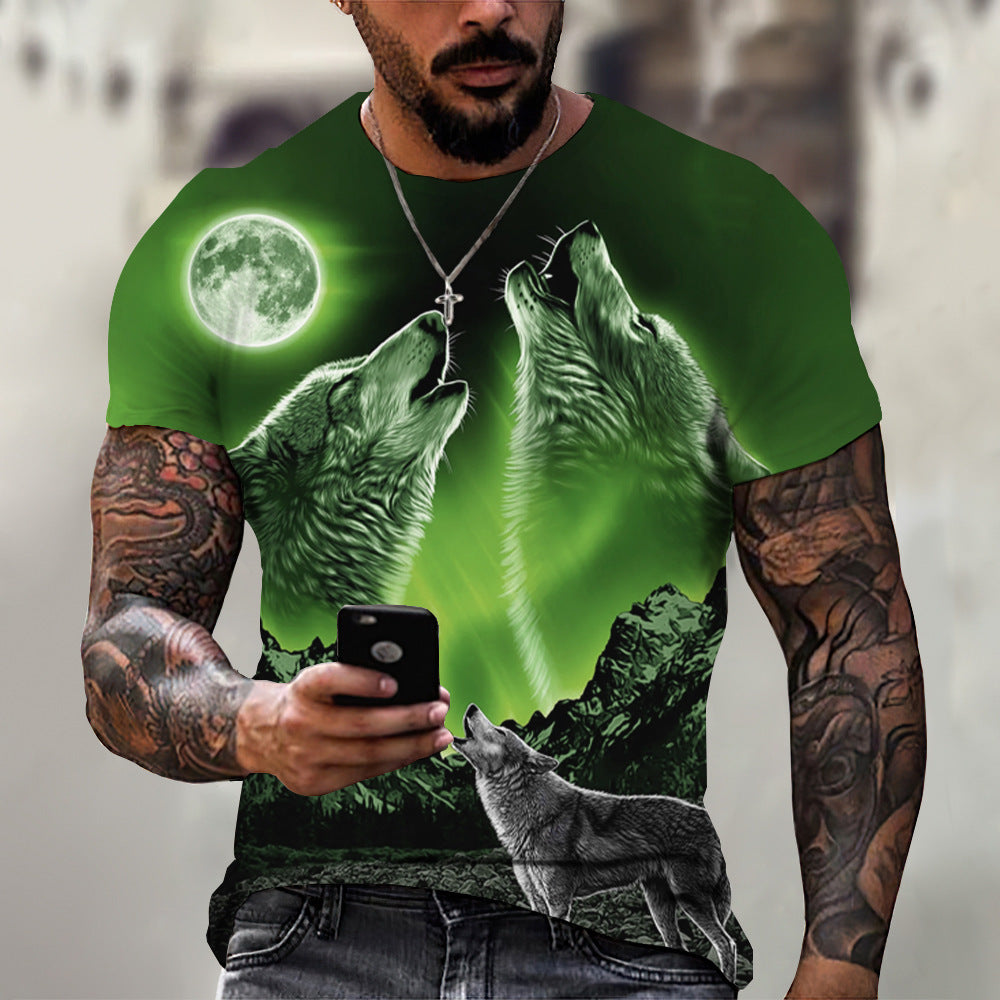 Men's Wolf Head 3d Printed T-shirt