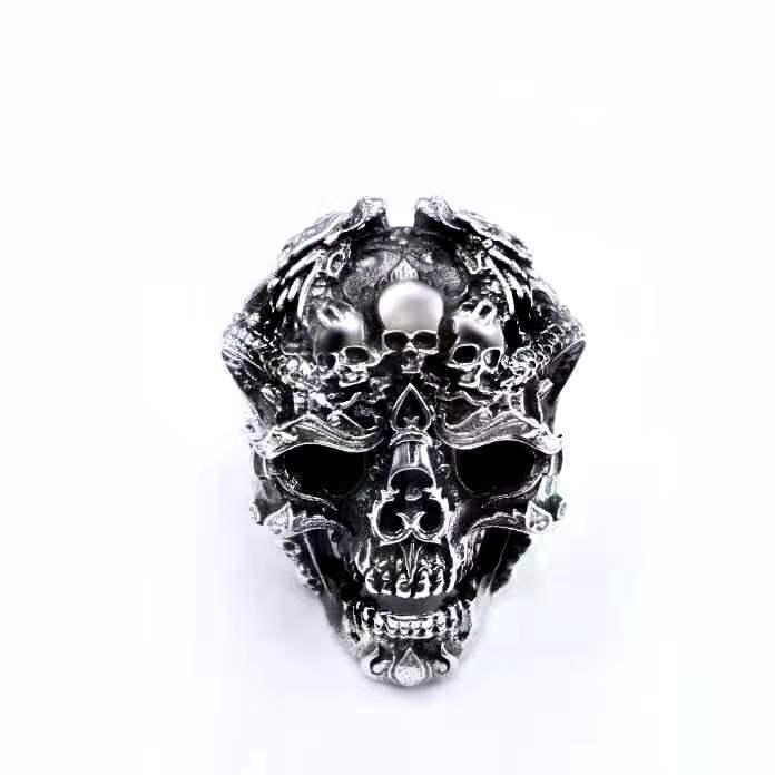 Bijoux Crâne Anneau Tête Mâle Rock Gothique