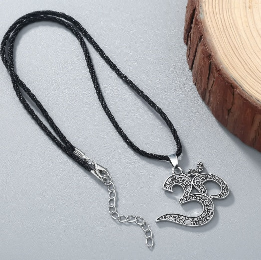 QIMING OM Collier Ohm schmuck OM Charme de yoga Schmuck Frauen Silber Ethnische Collier Méditation De Yoga Männer Schmuck Bijoux Femme