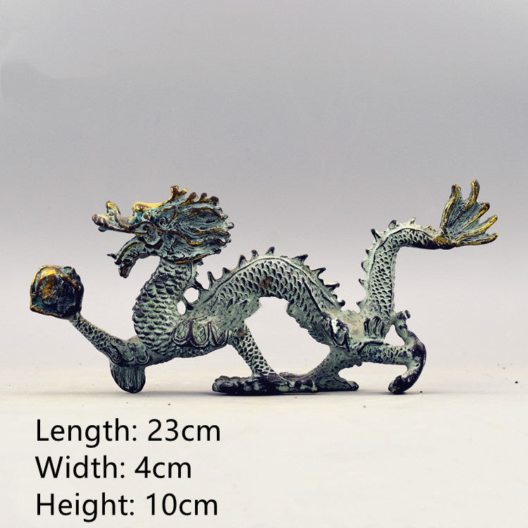 Antique Bronze Dragon Catch Beads Classical Artwork Qinglong Copper Dragon