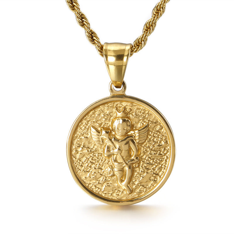 Pendentif petit ange, en acier inoxydable.