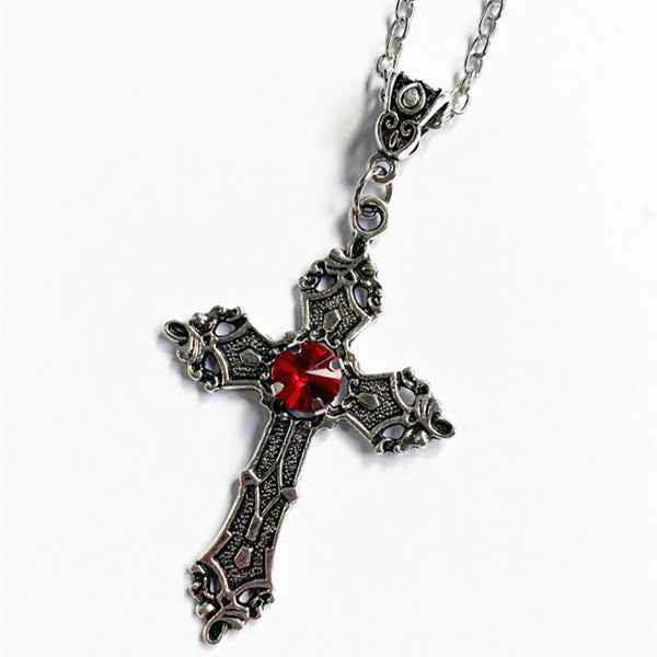 Cross Diamond Pendant Jewelry Necklace Punk Charm Fashion Gift